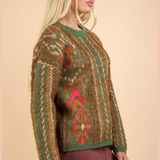 Printed Lurex Oversized Knit Sweater Top