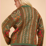 Printed Lurex Oversized Knit Sweater Top