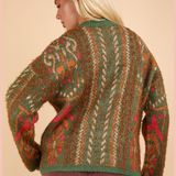 Printed Lurex Oversized Knit Sweater Top