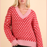 Oversized Graphic Knit Sweater Top
