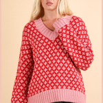 Oversized Graphic Knit Sweater Top