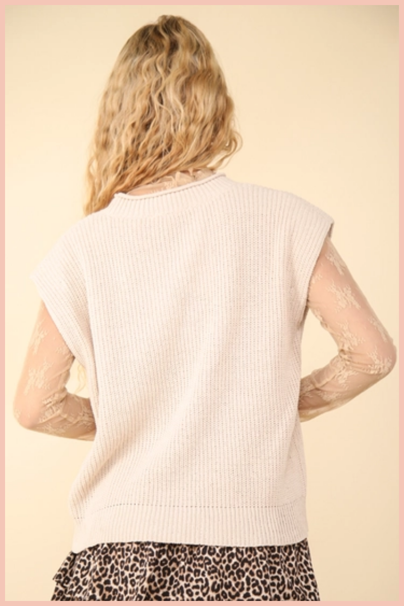 Soft Knit Sweater Vest Top | Ecru