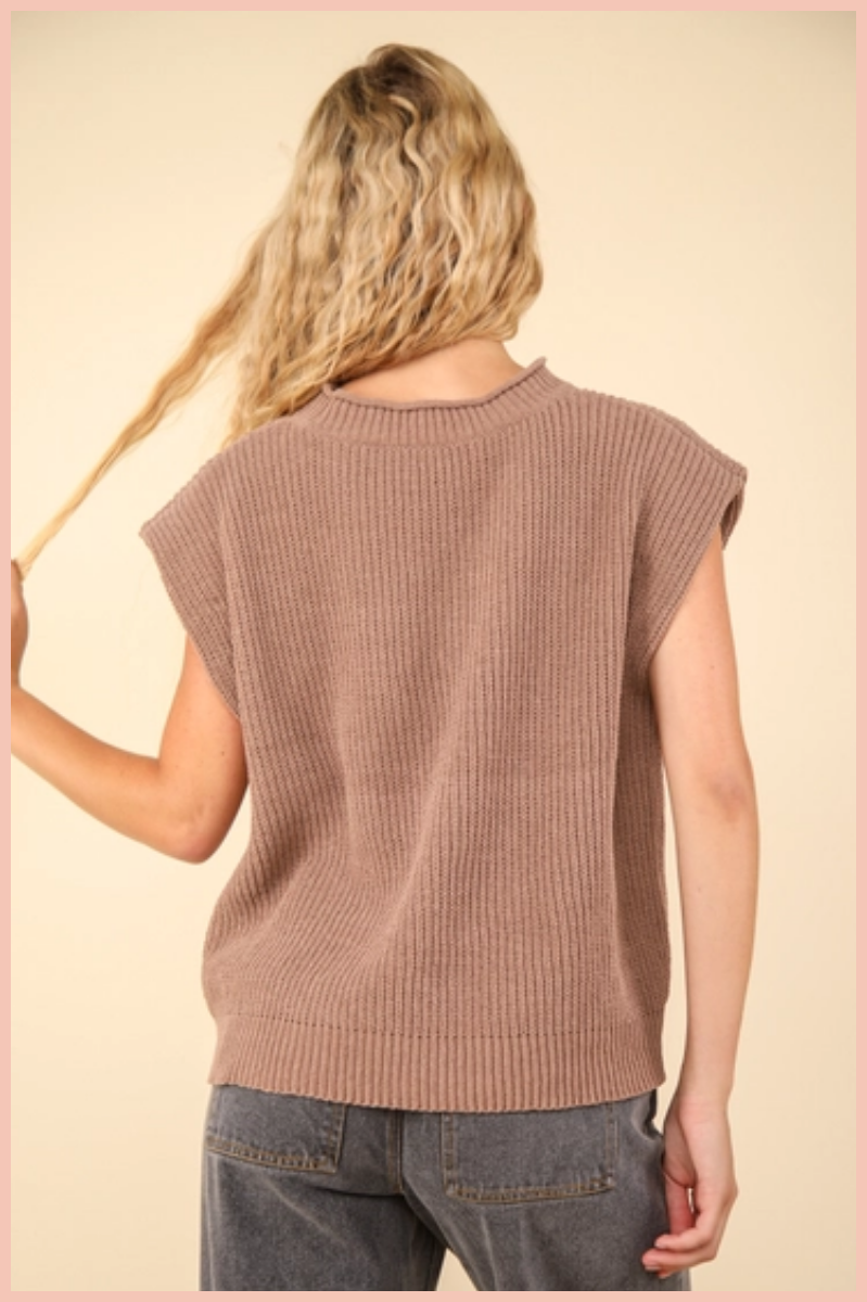 Soft Knit Sweater Vest Top | Mocha