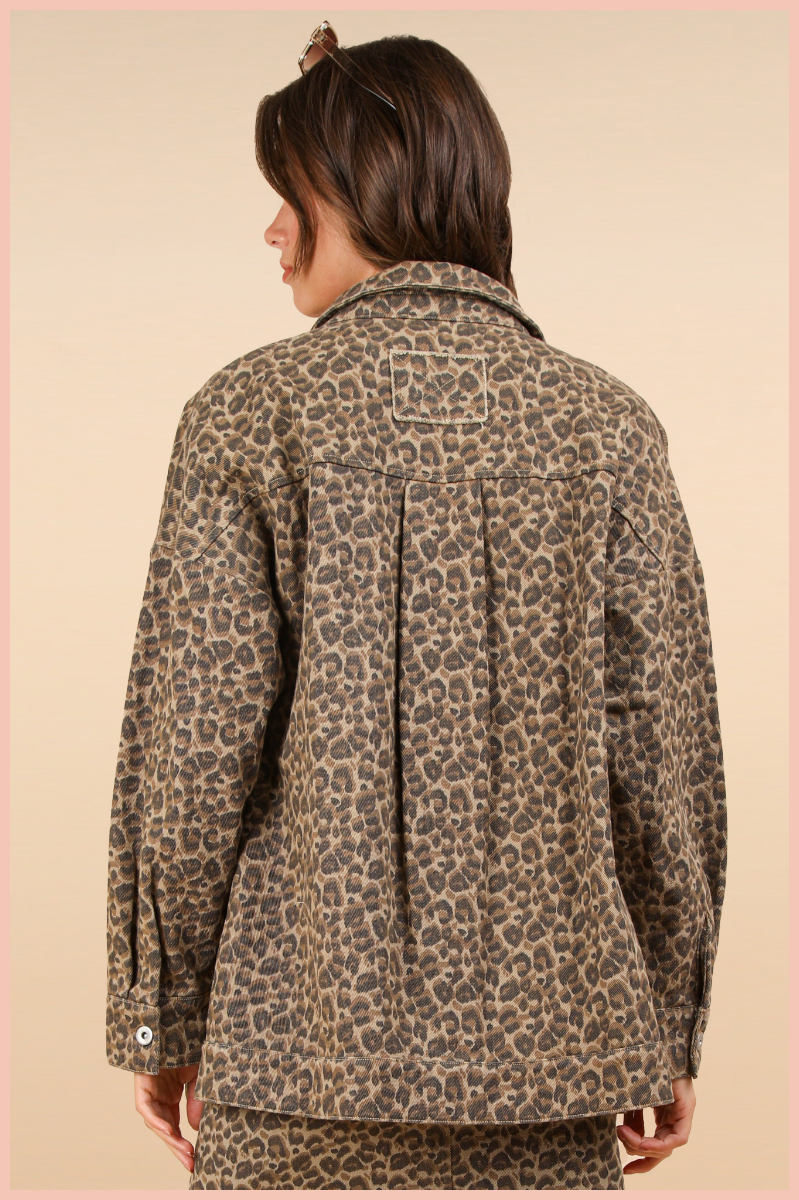 Leopard Printed Twill Shacket