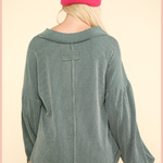 Ribbed V-Neck Knit Top | Moss
