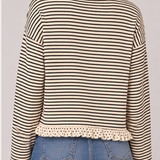 Striped & Polka Dot Ruffle Trim Cardigan