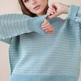 Two Tone Textured Knit Casual Sweater Top