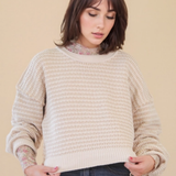 Two Tone Textured Knit Casual Sweater Top