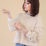 Two Tone Textured Knit Casual Sweater Top