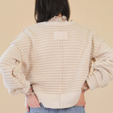 Two Tone Textured Knit Casual Sweater Top