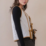 Front Contrast Binding Quilted Woven Vest