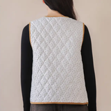 Front Contrast Binding Quilted Woven Vest