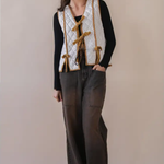Front Contrast Binding Quilted Woven Vest