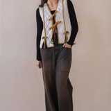 Front Contrast Binding Quilted Woven Vest