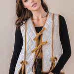 Front Contrast Binding Quilted Woven Vest