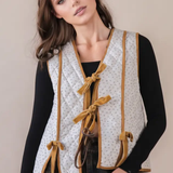 Front Contrast Binding Quilted Woven Vest