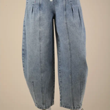 Washed Denim Barrel Leg Pants