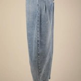 Washed Denim Barrel Leg Pants