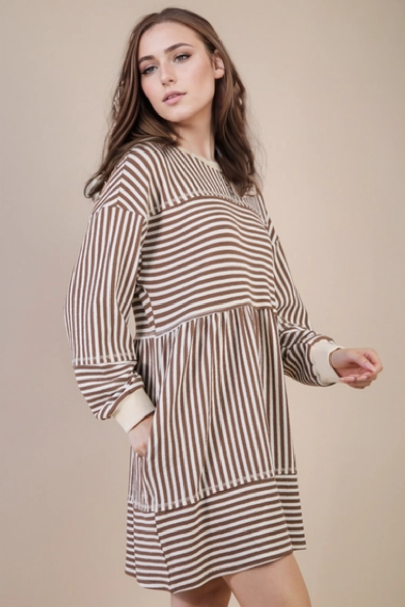 Oversized Striped Casual Knit Mini Dress