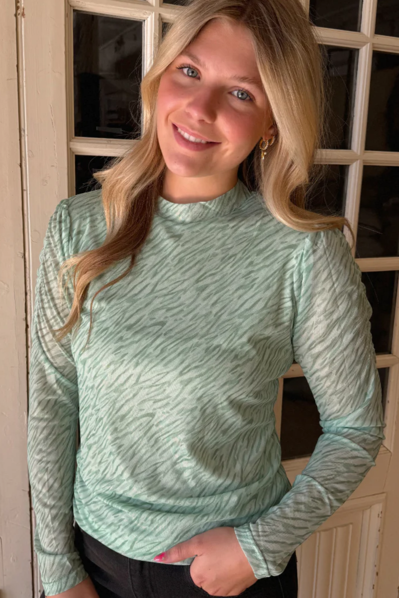 Soft Mesh Lined Long Sleeve Top | Green