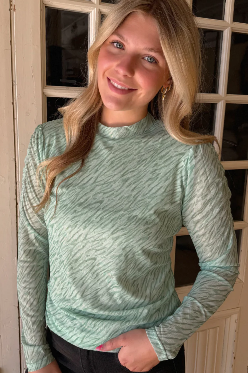 Soft Mesh Lined Long Sleeve Top | Green