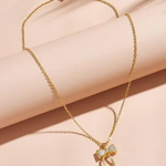 18K Stainless Steel Tarnish-Free Bow Necklace