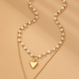 Multi Layer Double Heart Charm Necklace