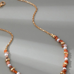 Beaded Stone Chain Floral Pearl Heart Charm