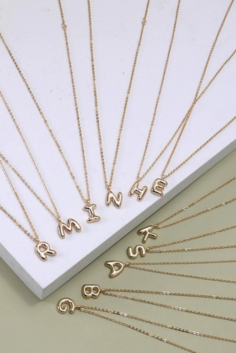 Mini Balloon Bubble Initial Necklace | Gold