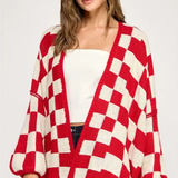 Cozy Knit Checkered Cardigan