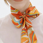 Oriental Print Skinny Scarf