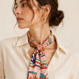 Oriental Print Skinny Scarf