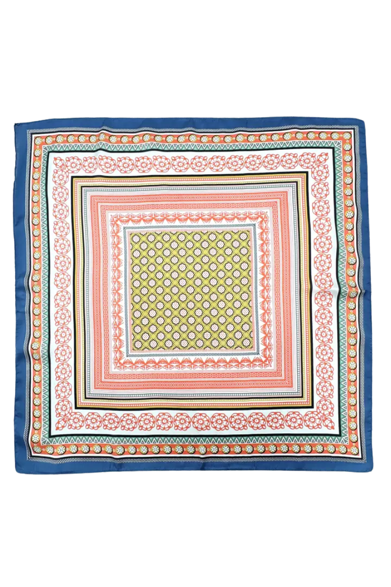 Boho Print Square Scarf | Navy