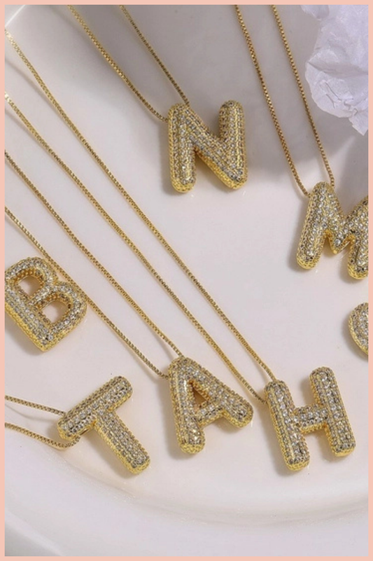 Pave Bubble Letter Necklace