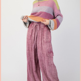 Gauze Mineral Washed Wide Leg Pants
