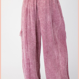 Gauze Mineral Washed Wide Leg Pants