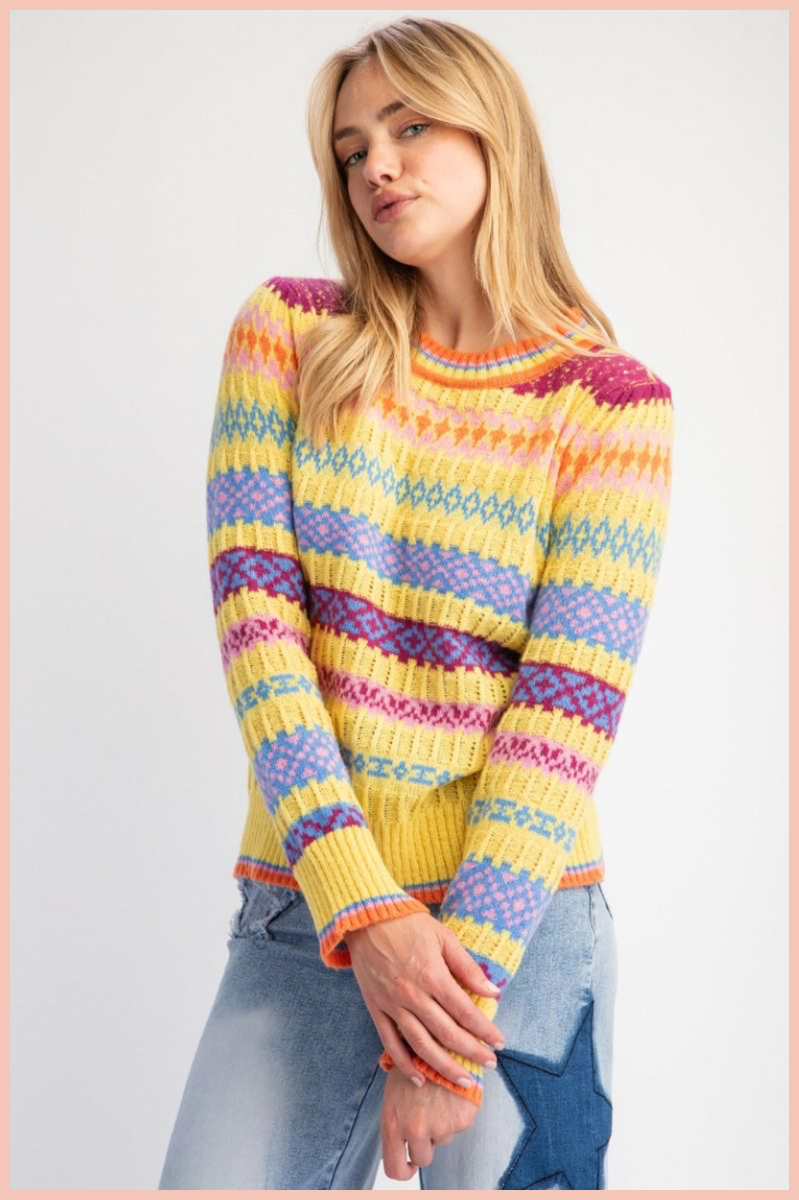 Ethnic Pattern Knitted Sweater