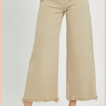 RISEN Tummy Control High Rise Cropped Wide Leg Denim