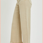 RISEN Tummy Control High Rise Cropped Wide Leg Denim