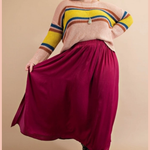 Deep Slide Slit A-Line Skirt
