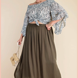 Deep Slide Slit A-Line Skirt