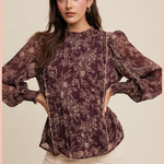 Floral Print Pleated Blouse