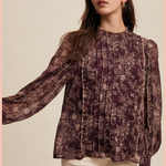 Floral Print Pleated Blouse