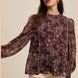 Floral Print Pleated Blouse