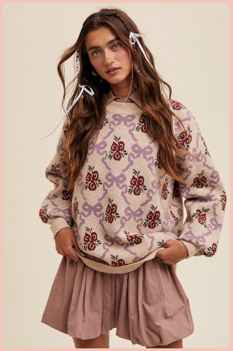 Bows and Flowers Knit Sweater