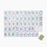 Set of Mahjong tiles with colorful designs and numbers on a white background. Willow Mahjong Tiles | Oh My Mahjong