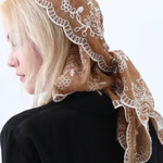 Boho Floral Embroidered Triangle Head Scarf