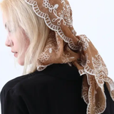 Boho Floral Embroidered Triangle Head Scarf