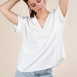 Soft Two Tone Casual Comfy Ribbed Knit Top | Off White