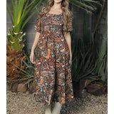 Cactus Candy 1/4 Sleeve Midi Dress